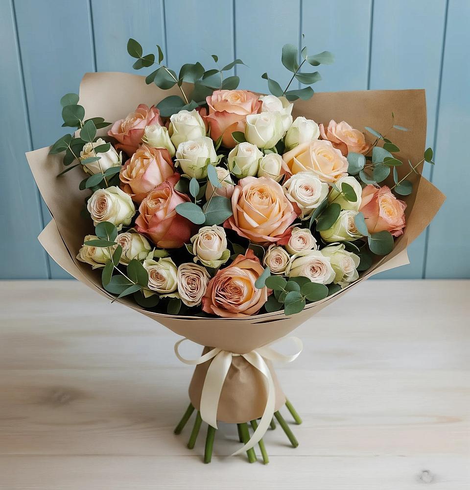 Букет цветов из: Альстромерии и Розы в Сенном Краснодарский край