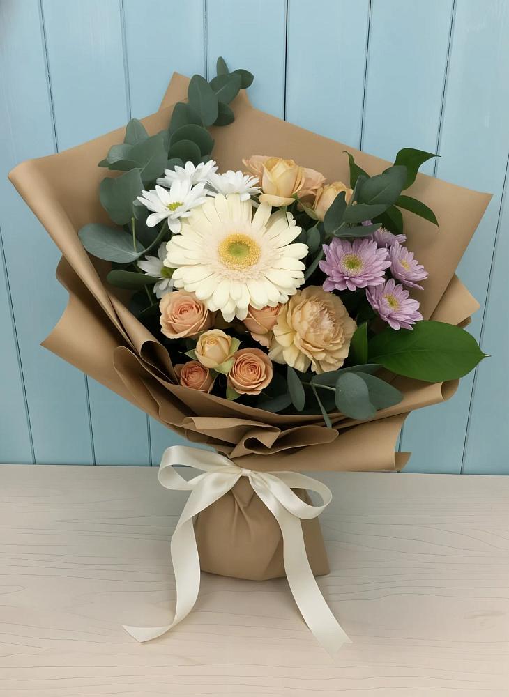 Букет цветов из: Герберы и Хризантемы в Сенном Краснодарский край