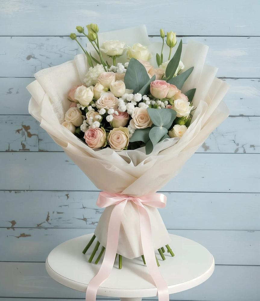 Букет цветов из: Розы и Лизиантусы в Сенном Краснодарский край