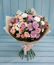 Букет цветов из:  Хризантемы, Розы и Альстромерии в Сенном Краснодарский край