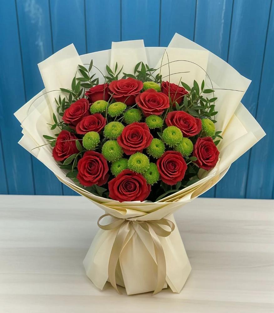 Букет цветов из: Розы и Хризантемы в Сенном Краснодарский край